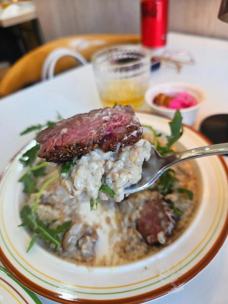Creamy risotto with textured rice grains