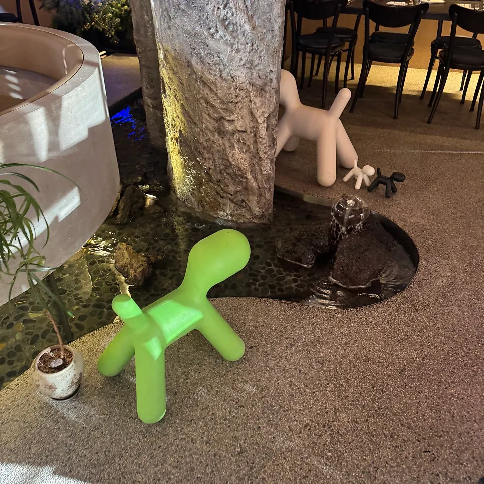 Interior with a dog sculpture