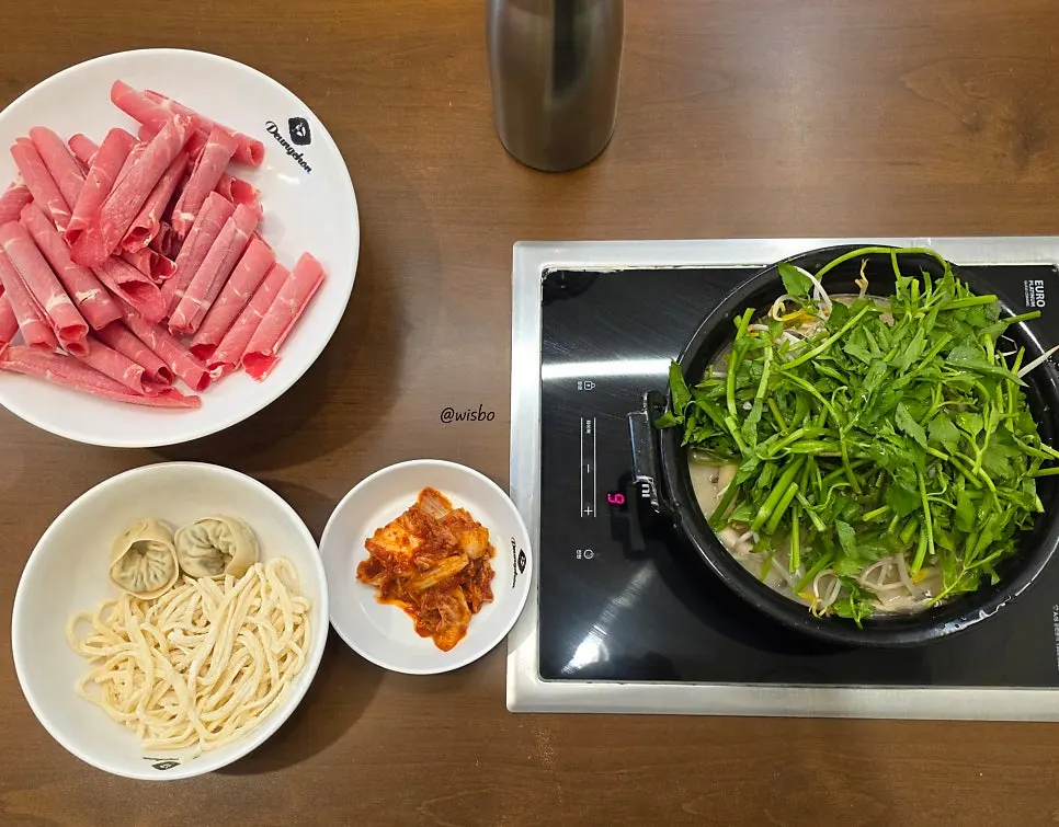 Perilla shabu kalguksu menu selected on the tablet screen