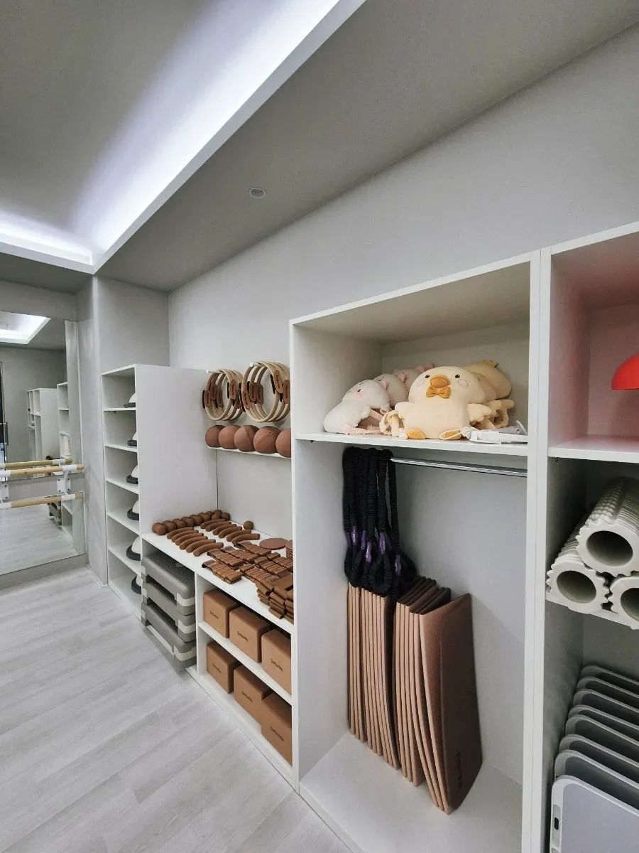 Barre workout space and supplies