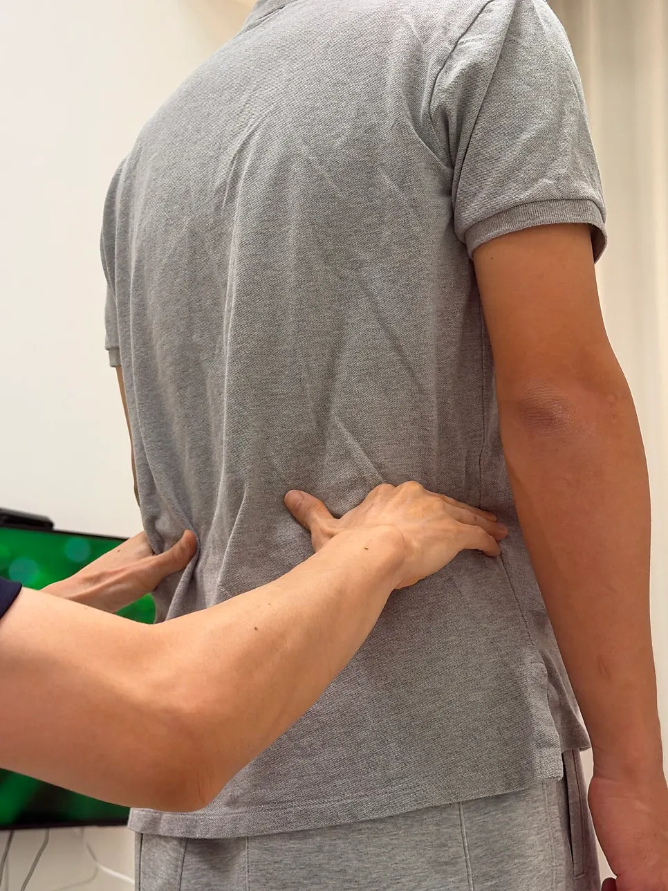 Body check confirming turtle neck and pelvic misalignment