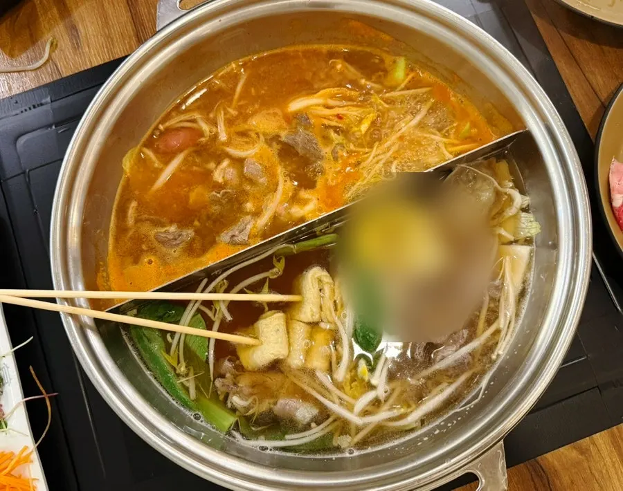 Plate filled with shabu-shabu ingredients