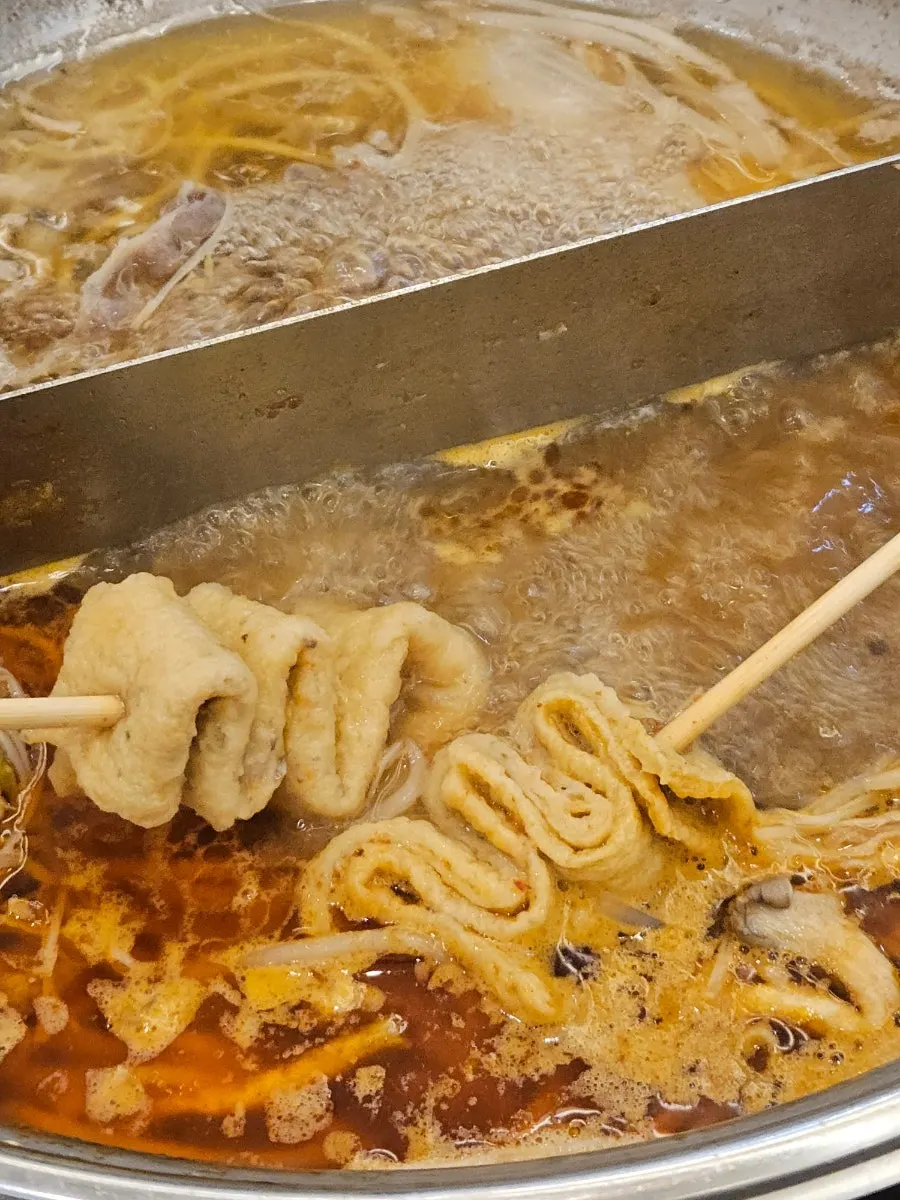 Spicy mushroom-broth shabu-shabu