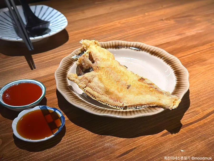 Grilled flounder served as the complimentary side dish