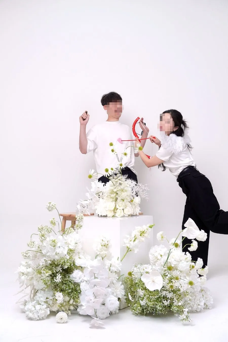 Couple photo using a chair
