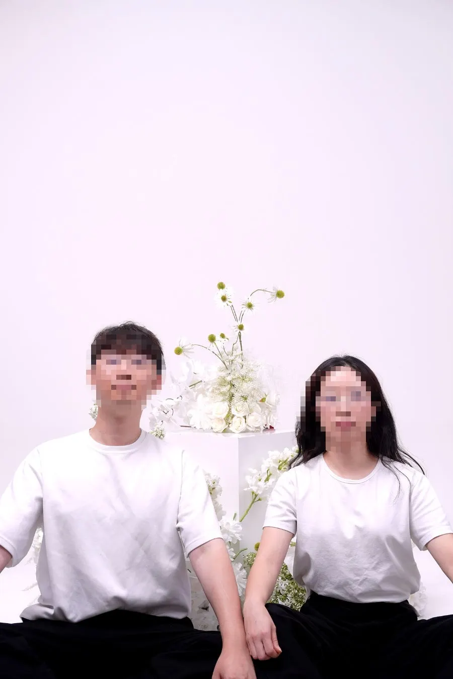 Commemorative couple photo using props