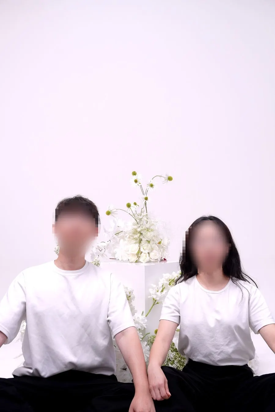 Commemorative couple photo using props