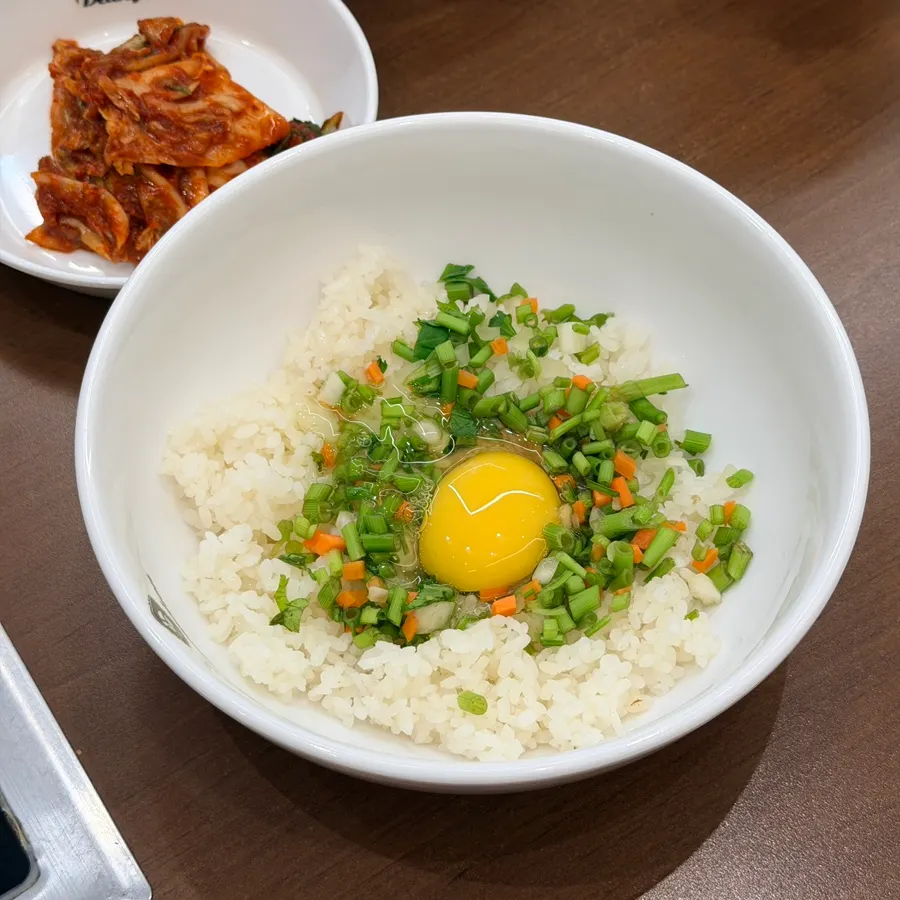 Rice with egg and finely chopped vegetables for the fried rice