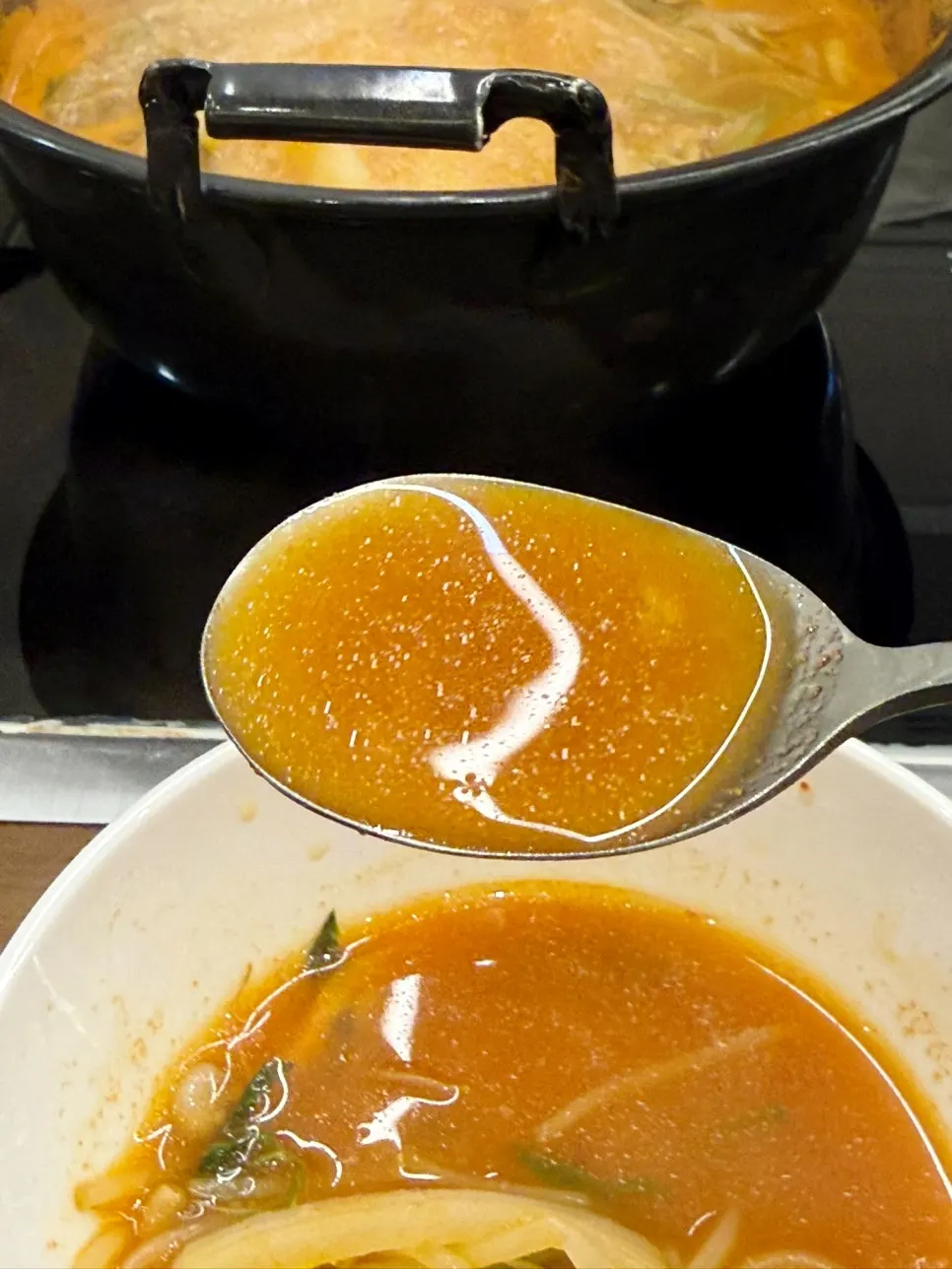 Fluffy cooked potatoes in the spicy broth