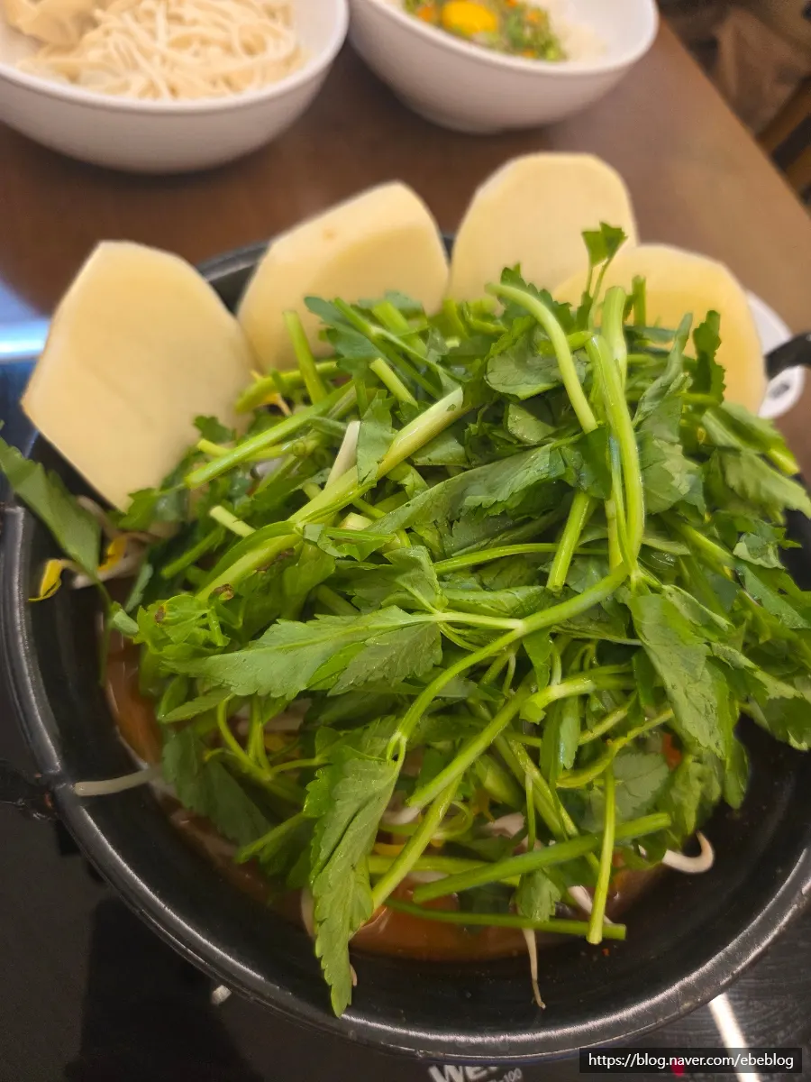 Shabu-shabu vegetables with mushrooms and minari