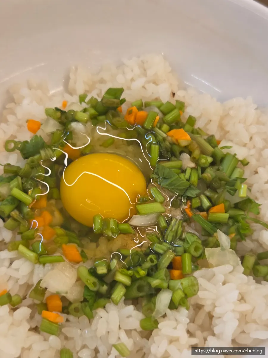 Bowl with broth moved aside before preparing fried rice