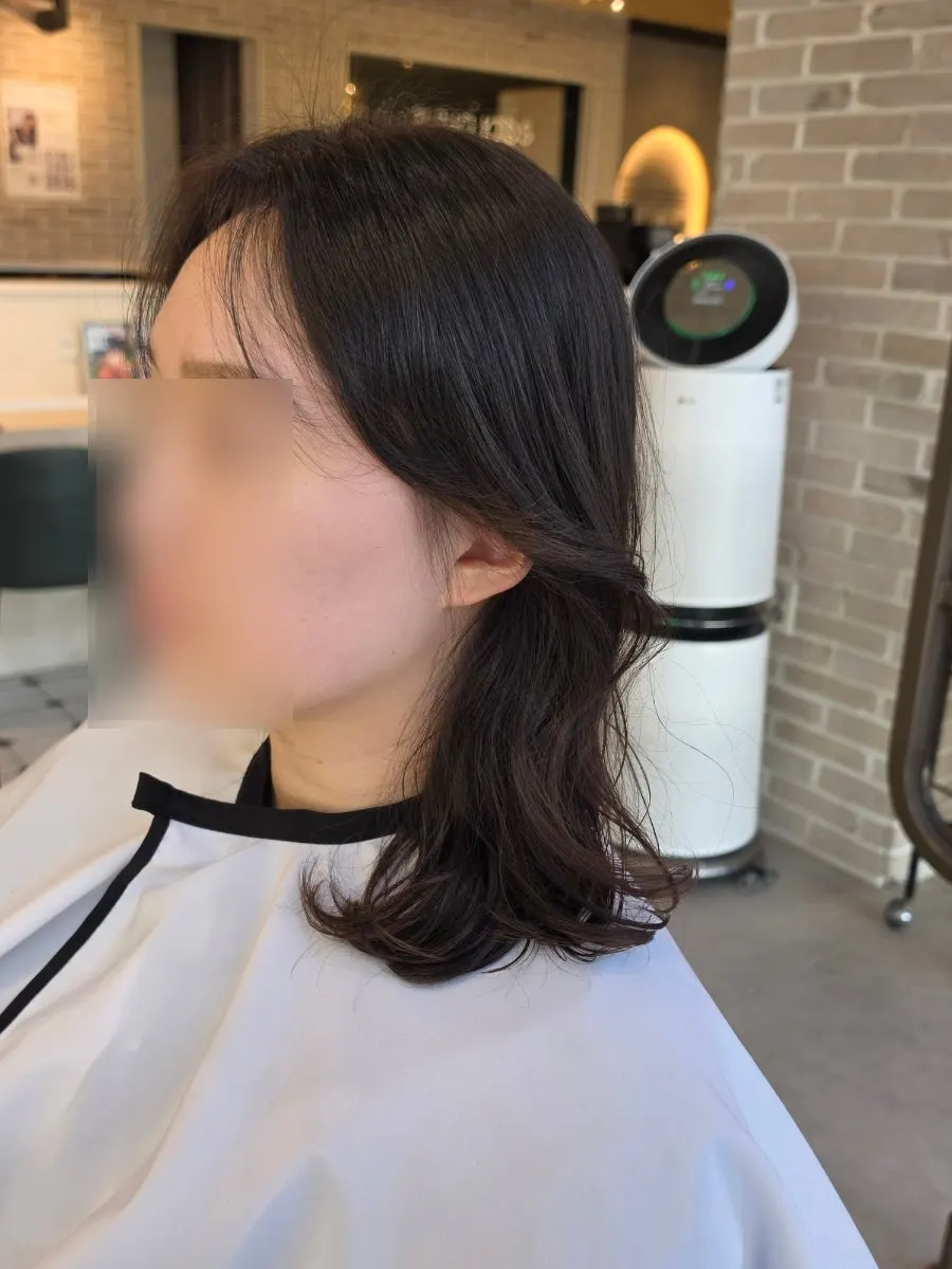 완성된 중단발 CS컬 빌드펌 옆모습