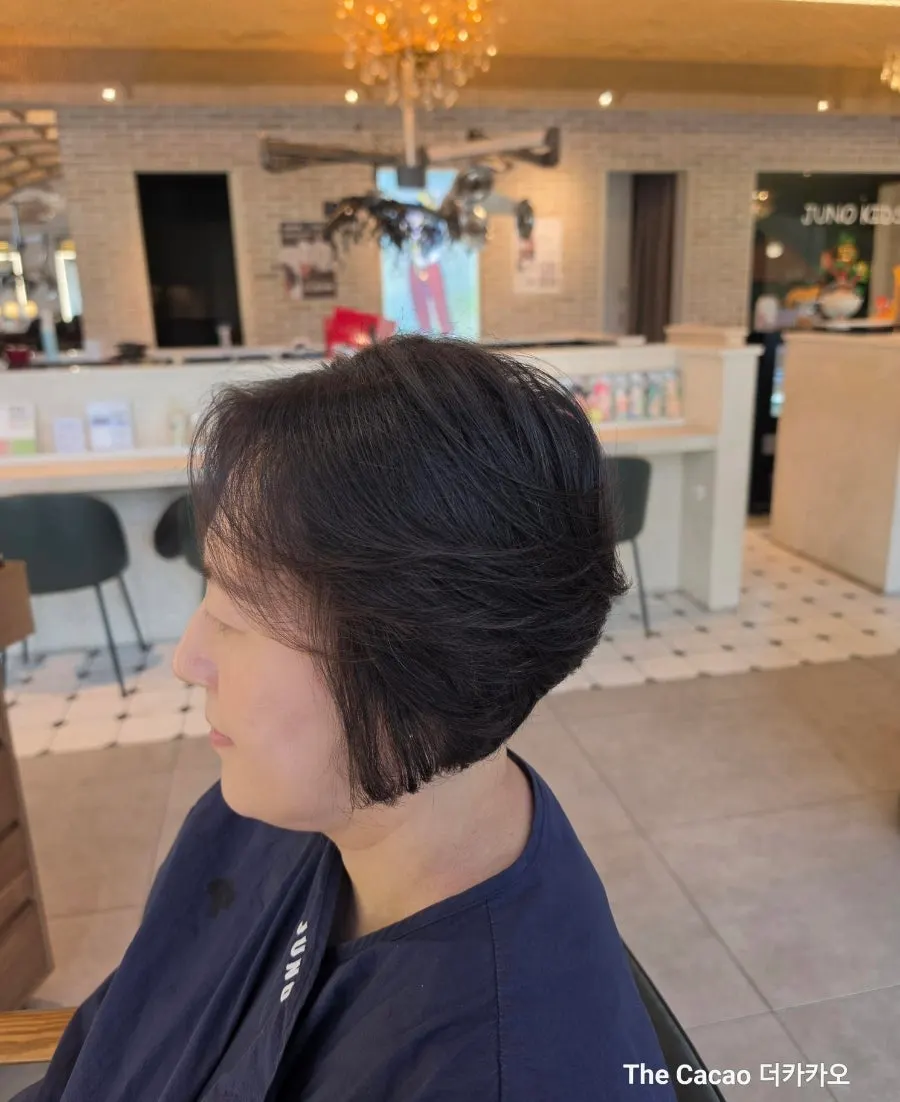 Shiny condition of the permed hair