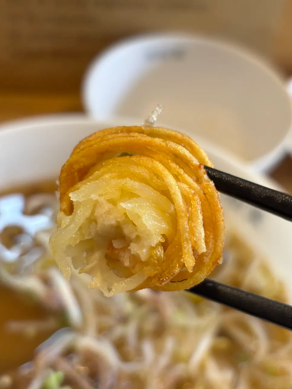 Fried potato-wrapped shrimp