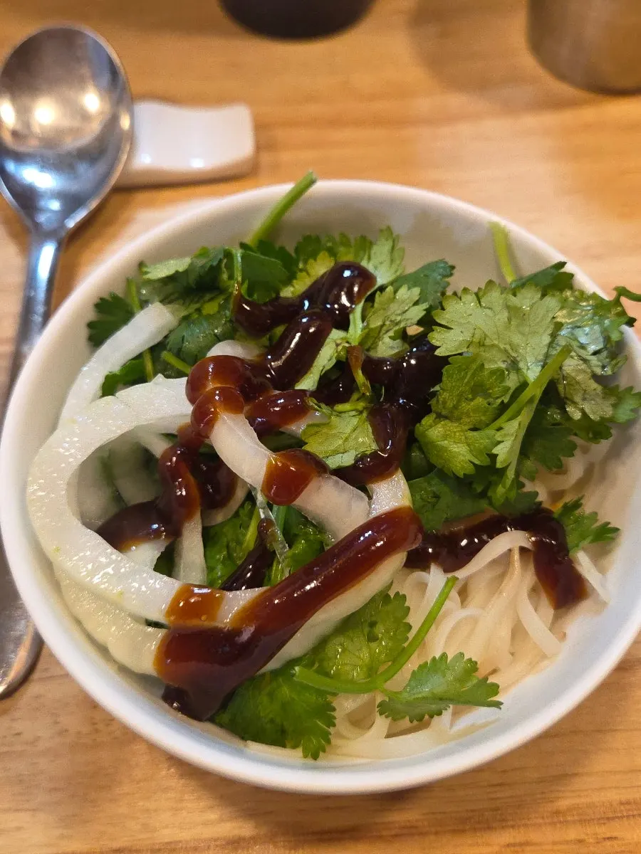 Tendon pushed down into the broth