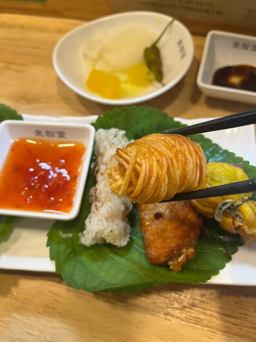 A beautifully plated fried assortment platter