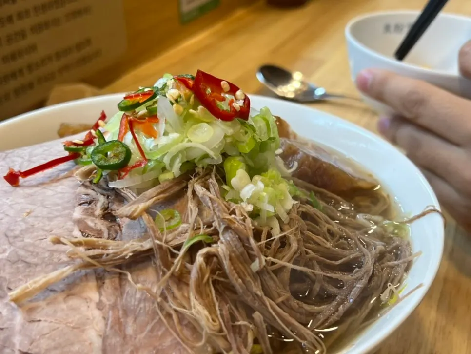 Brisket pho with so much meat the noodles are barely visible