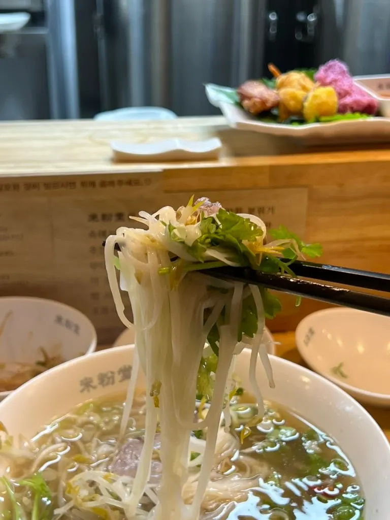Pho loaded with cilantro