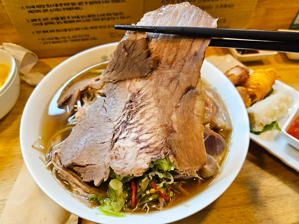 A bowl of brisket-tendon pho