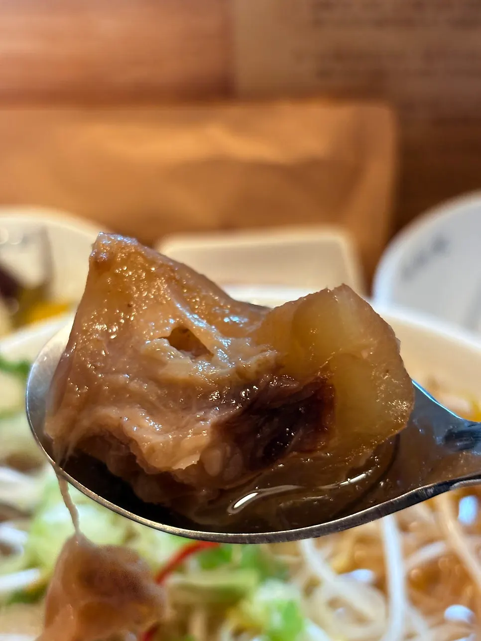Well-braised, chewy tendon pieces
