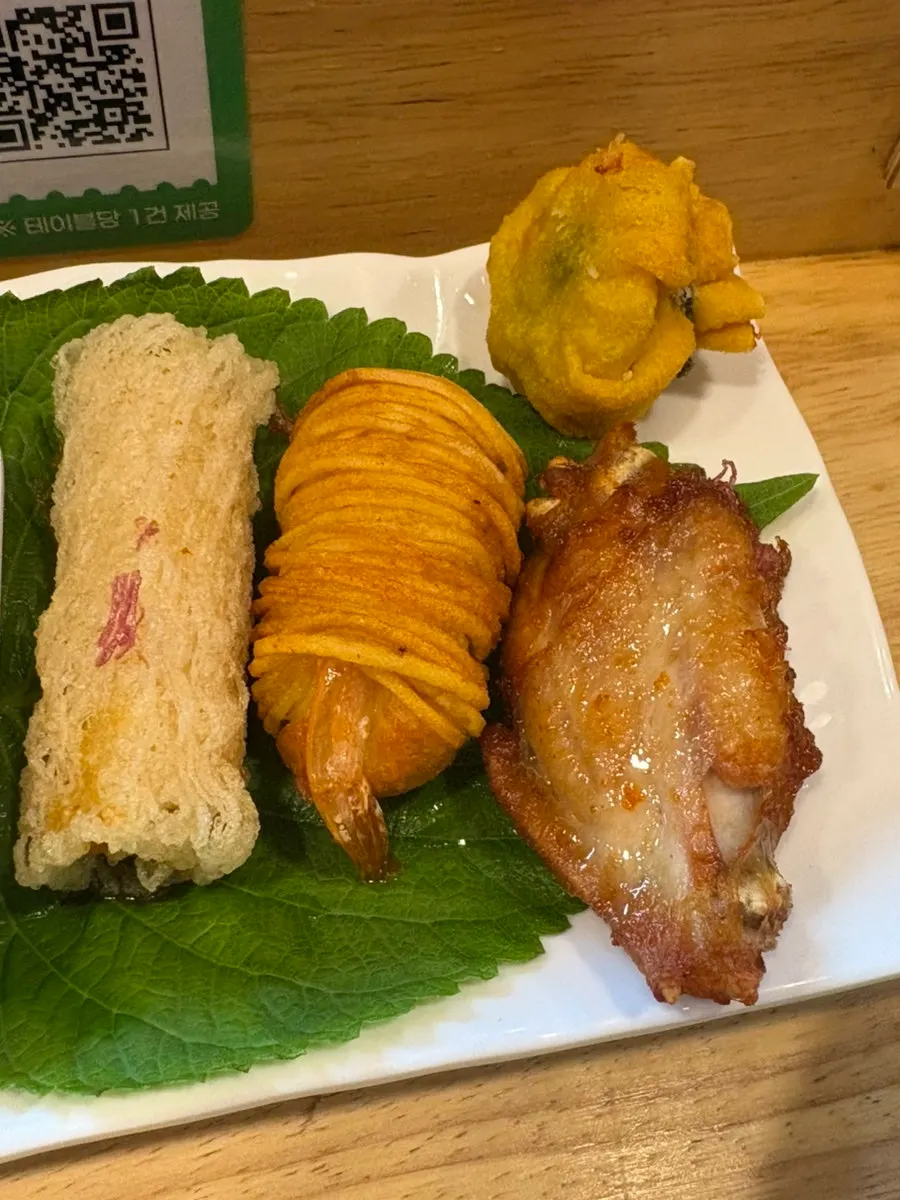 Sweet potato and scallop spring rolls