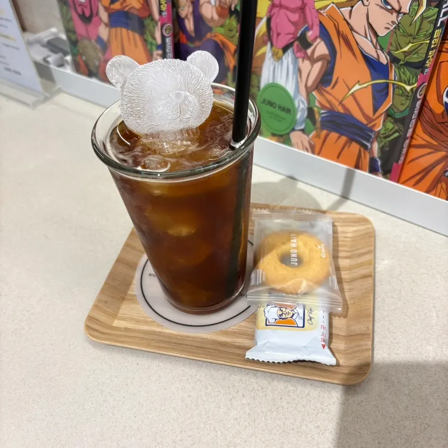 Iced Americano with bear-shaped ice cubes