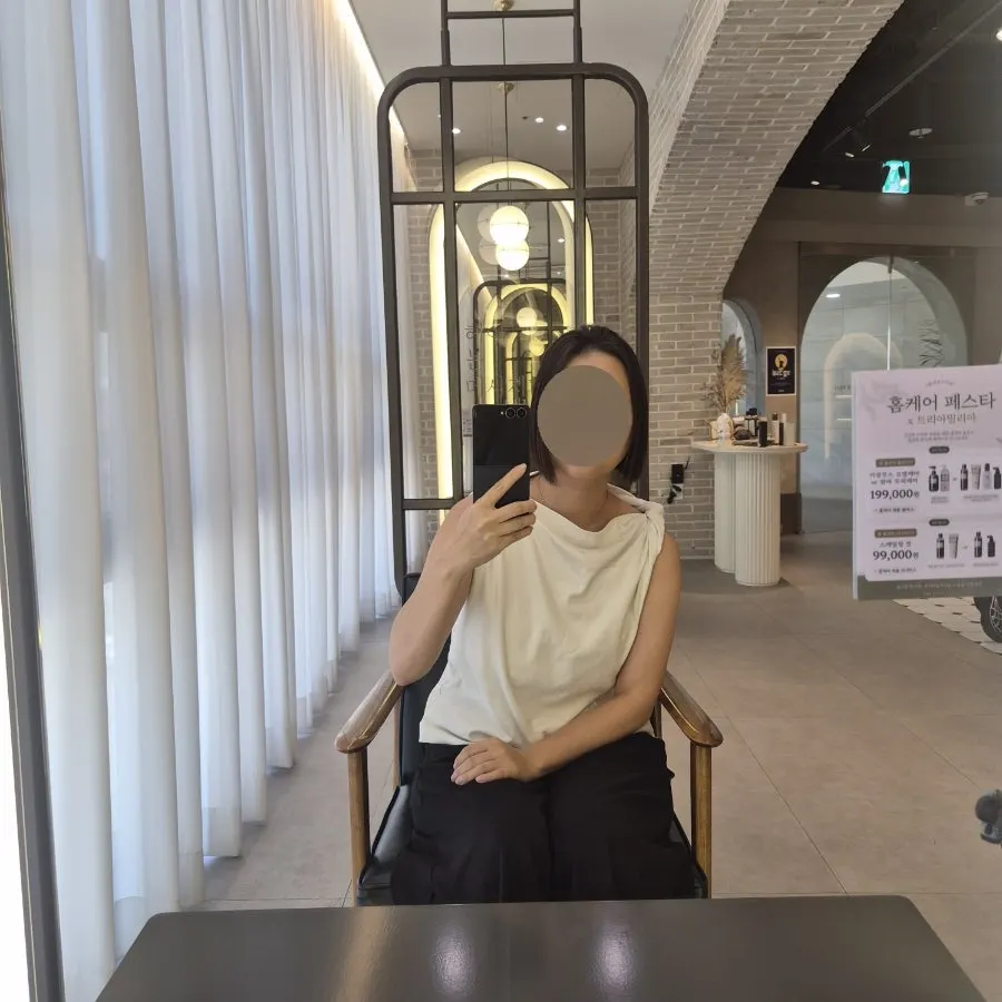 완성된 단발 물광매직 스타일 측면