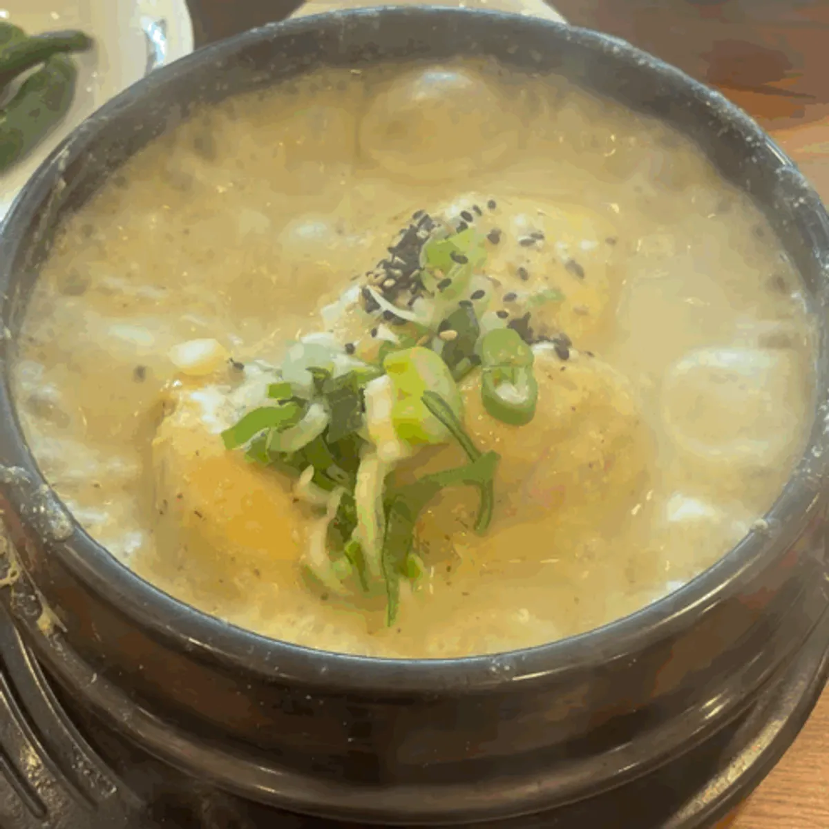 Samgyetang boiling in a stone pot