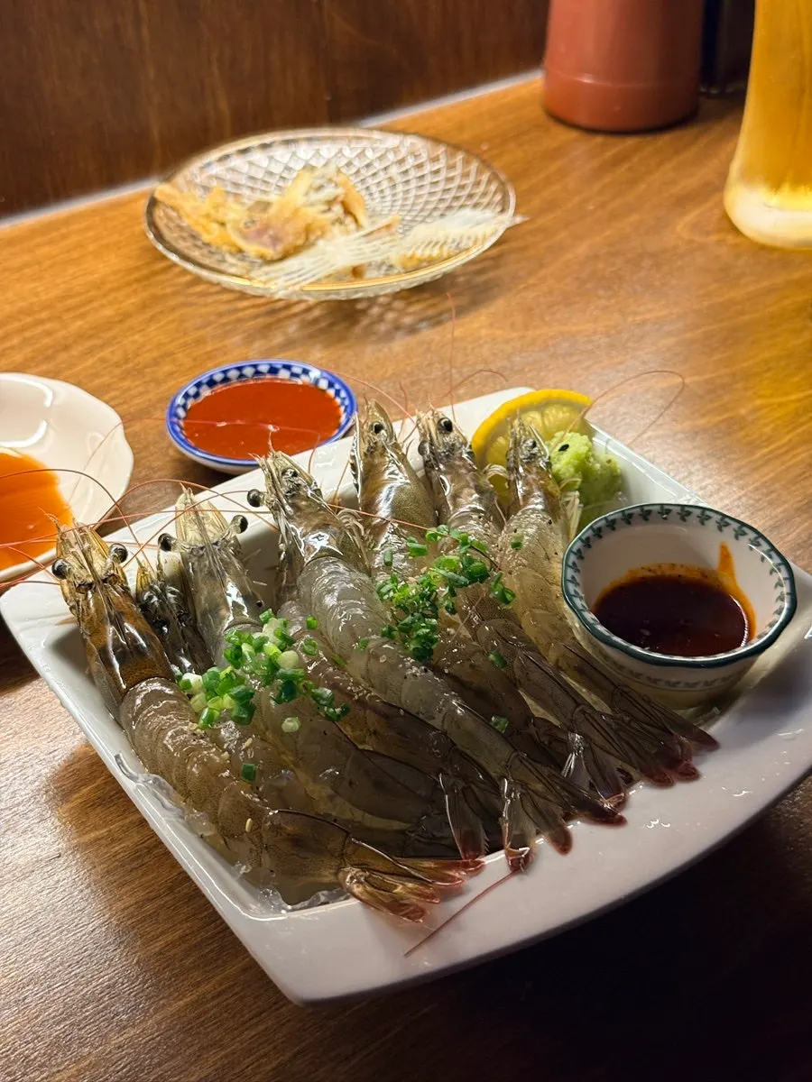A plate of Susanjang raw shrimp