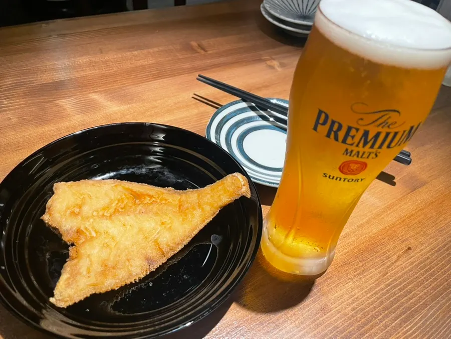 Complimentary whole fried flounder