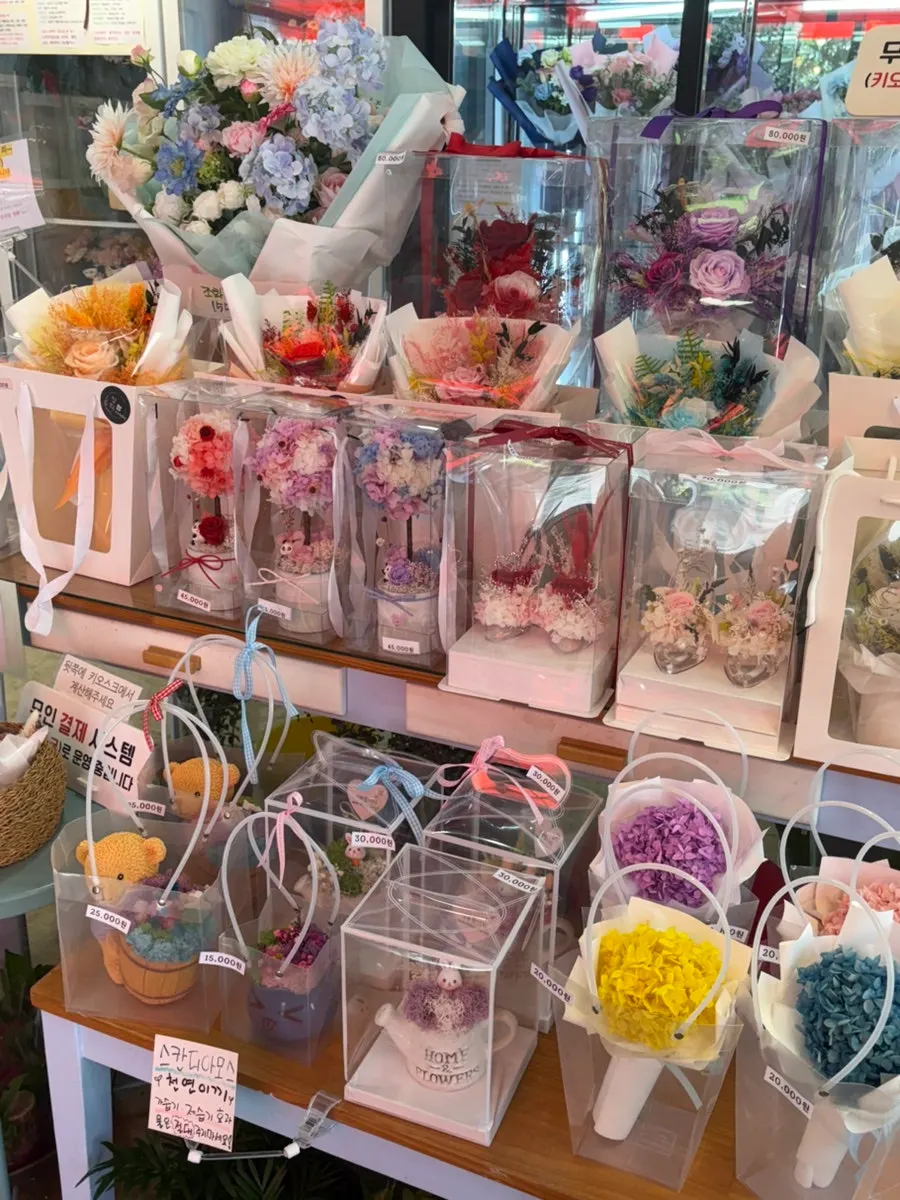 Display of potted plants for gifts