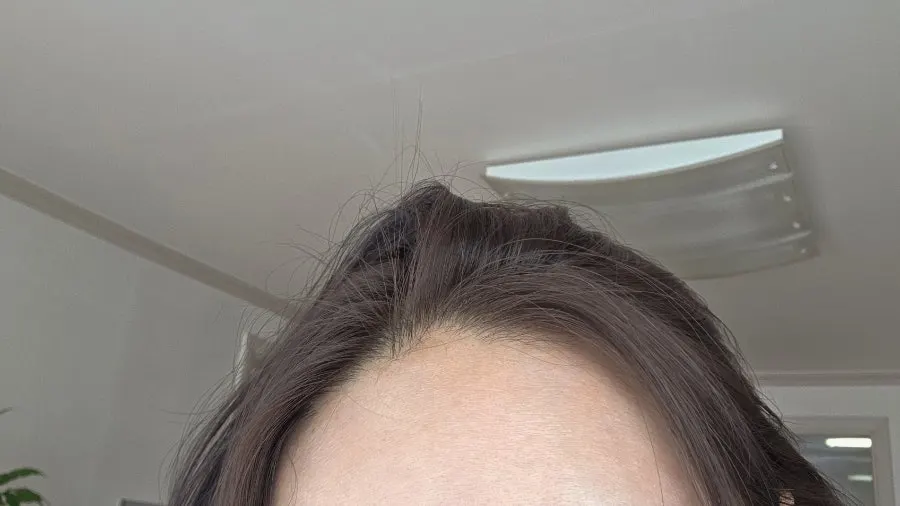 Matte, softly styled ash brown wedding dye result