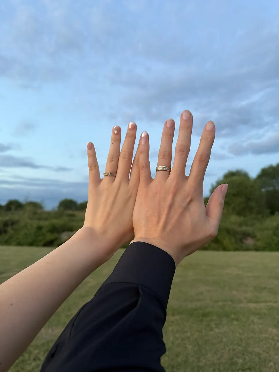 Close-up of hand after wedding nail treatment