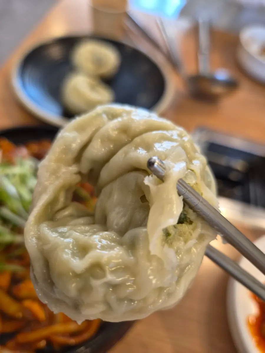 King meat mandu filling packed with green onion