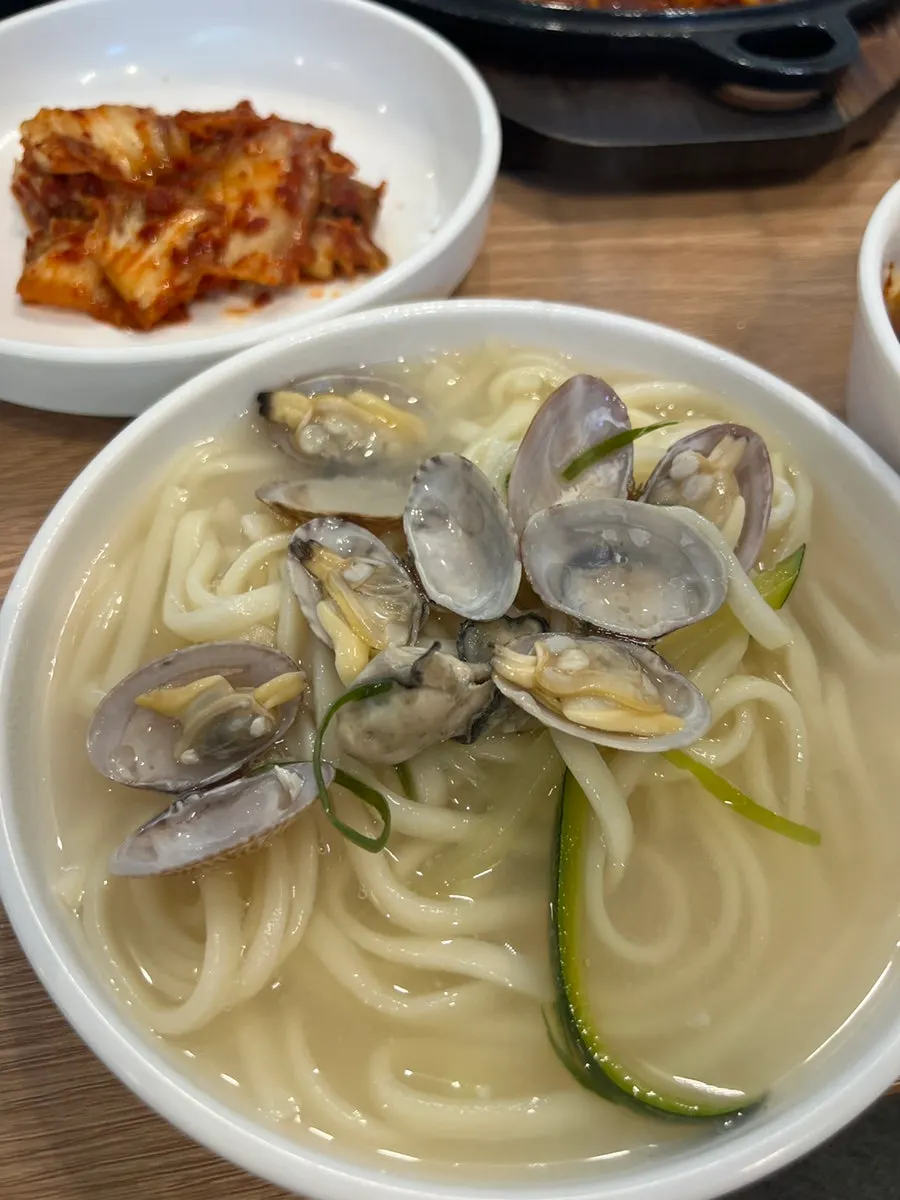 A warm bowl of seafood kalguksu