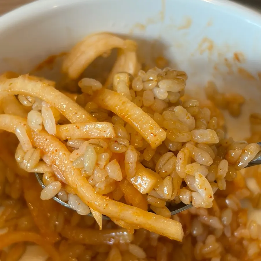 Barley rice served as an appetizer