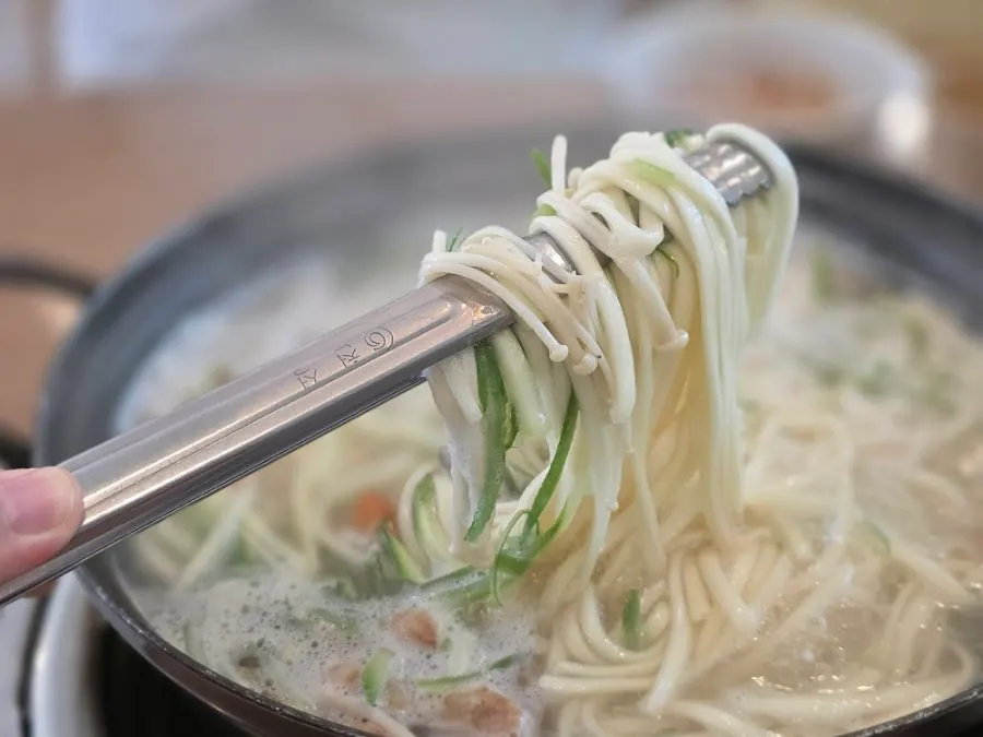 Seafood kalguksu bubbling away
