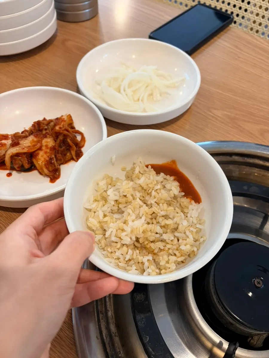 The restaurant's semi-open kitchen