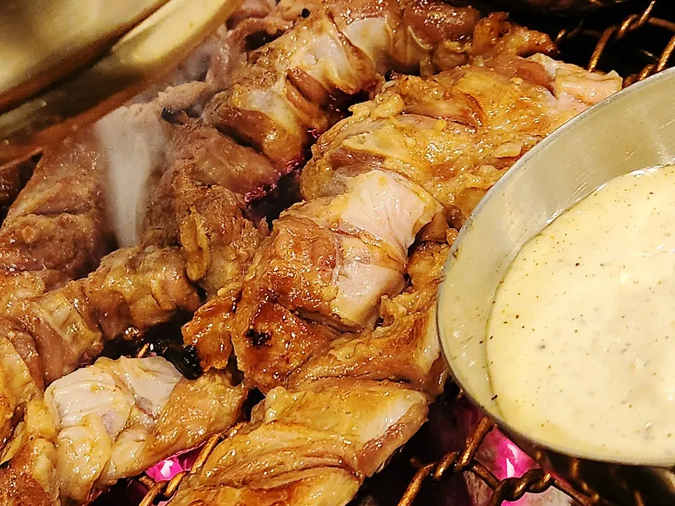 Jeju black pork cooking on the grill