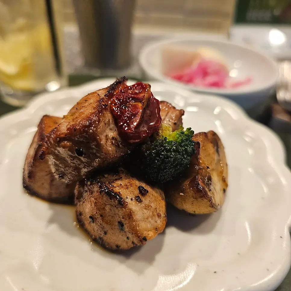 Close-up of the shio koji tenderloin main dish
