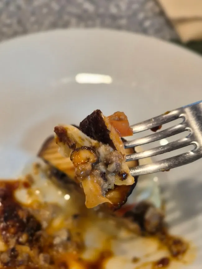 Cross-section of the flourless shiitake lasagna