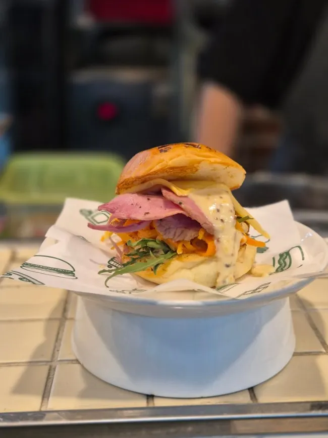 House-made bacon and minari dish