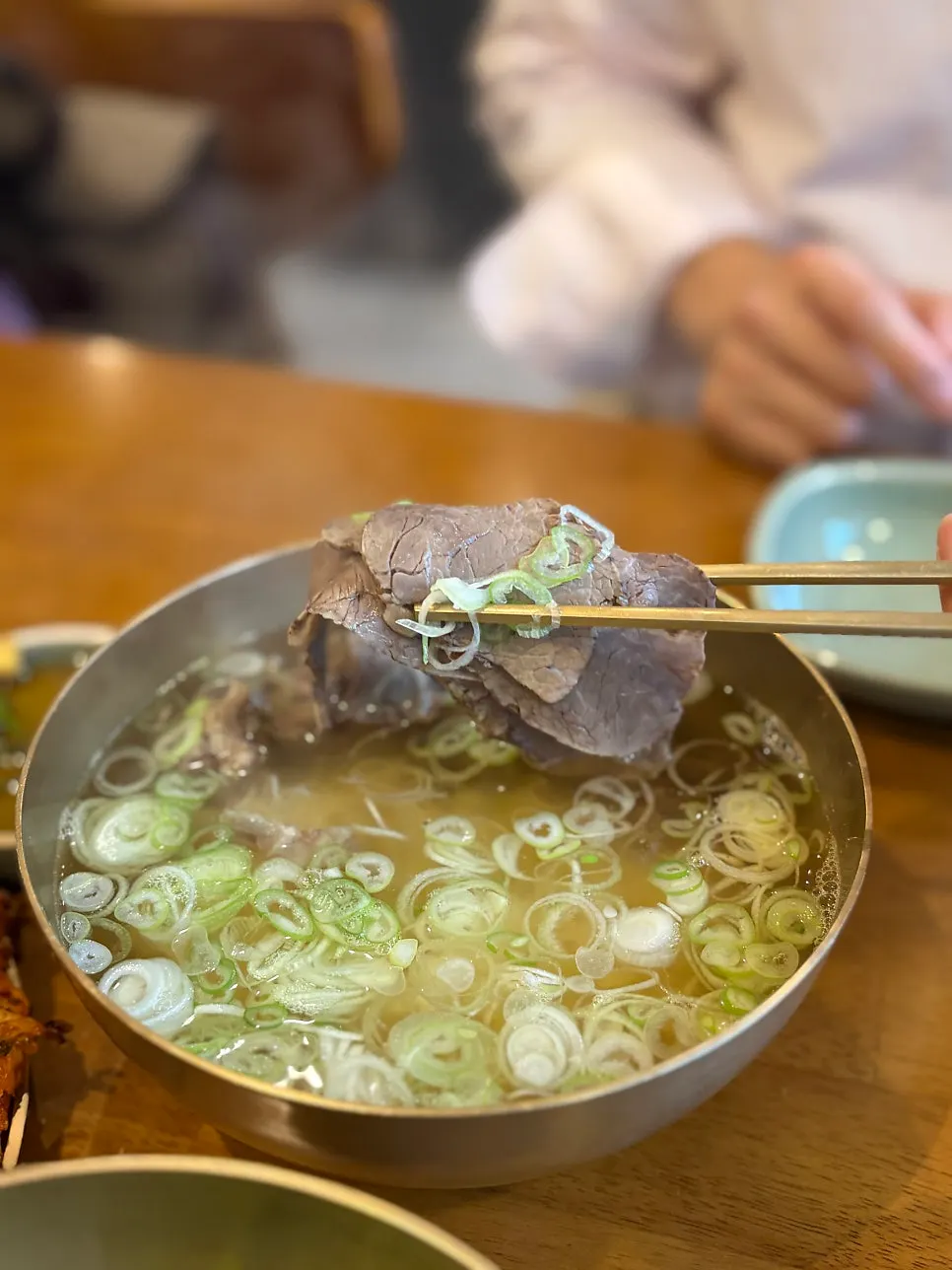 Close-up of hanwoo tendon in the gomtang