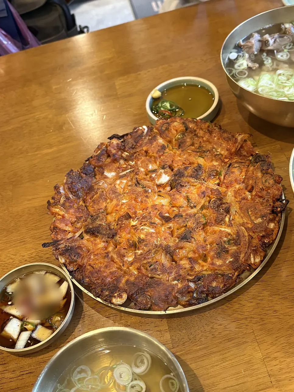 Meat kimchi pancake made with aged kimchi and hanwoo