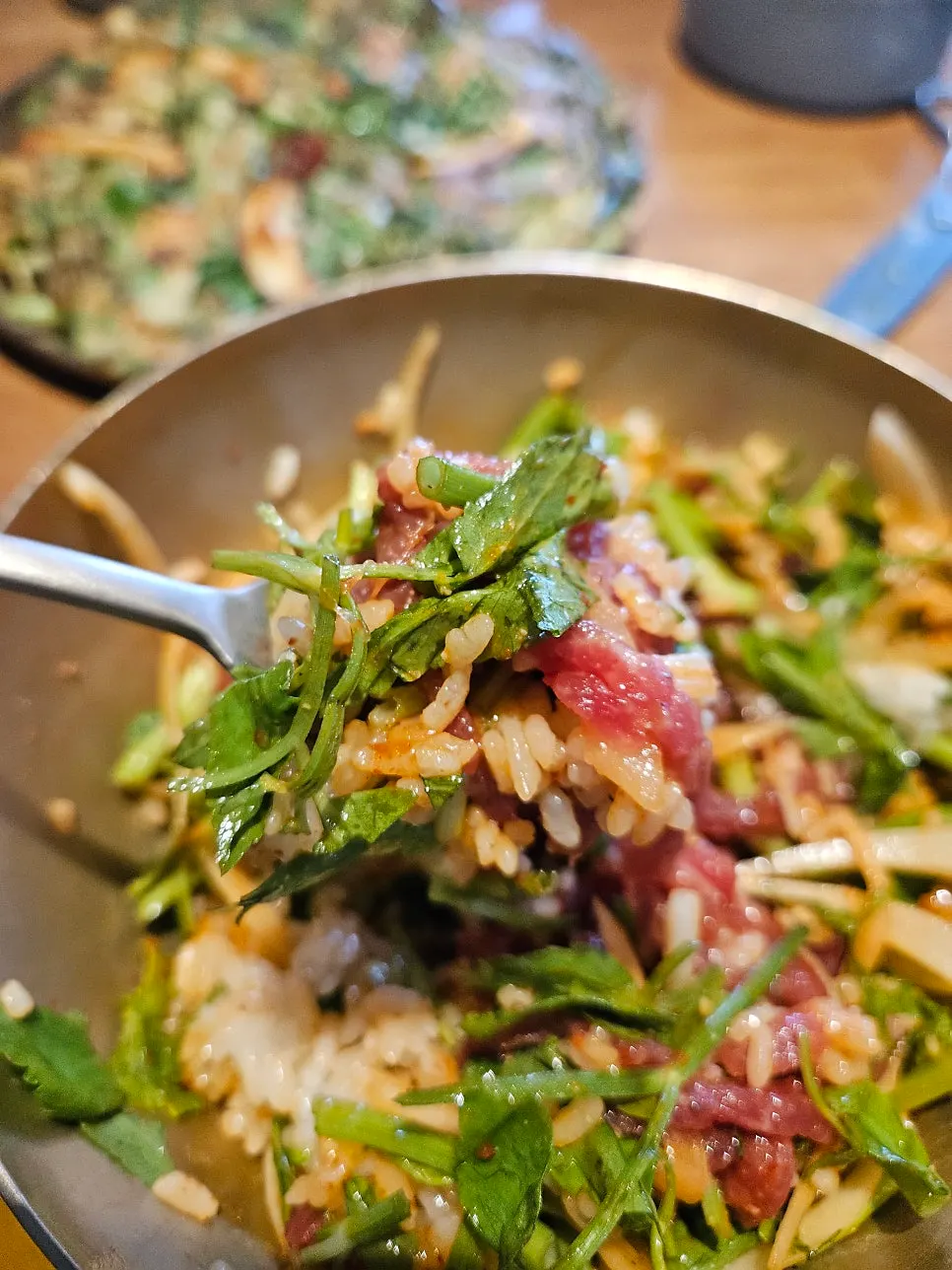 Hanwoo yukhoe bibimbap mixed with the sauce