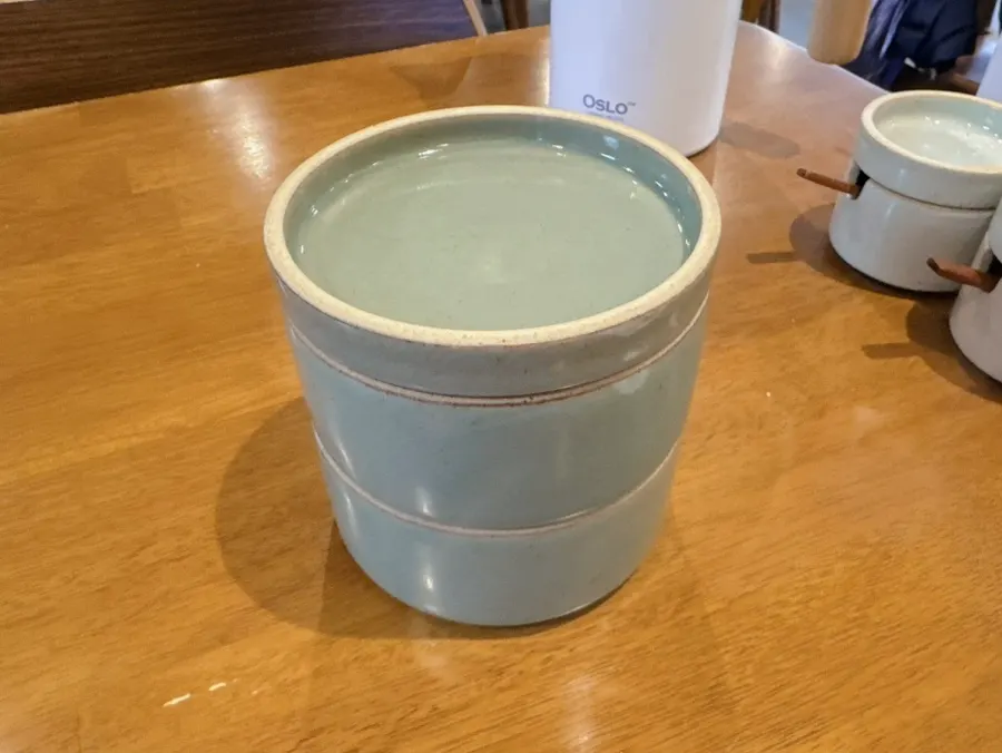 Ceramic bowls stacked like a tower when served