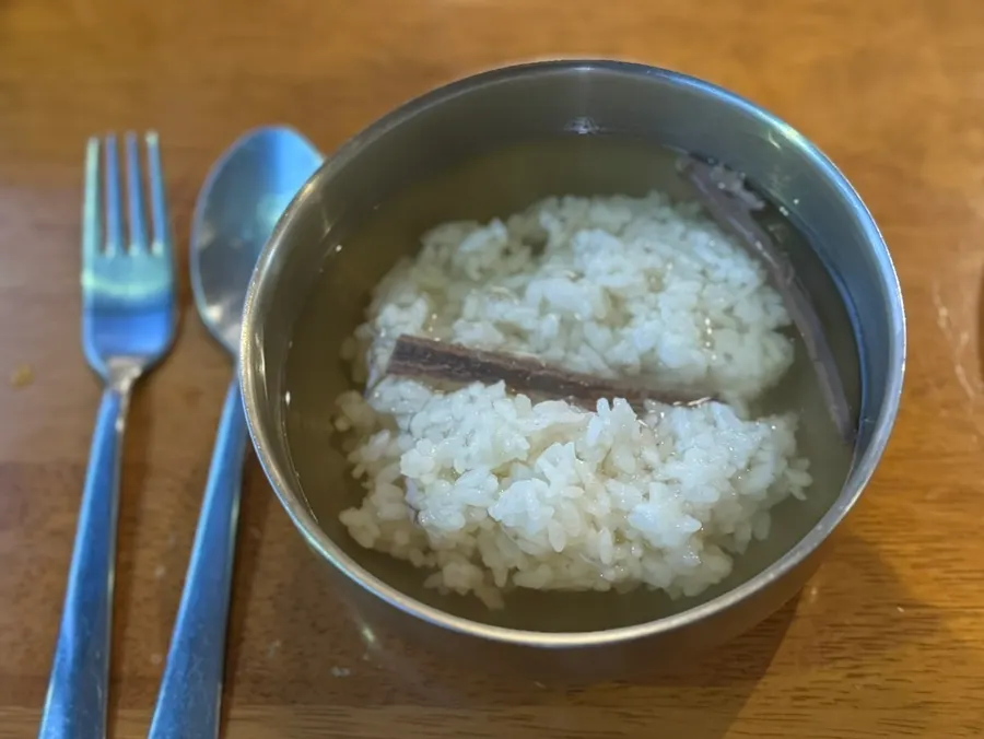 Free beef gomtang and rice served for the baby