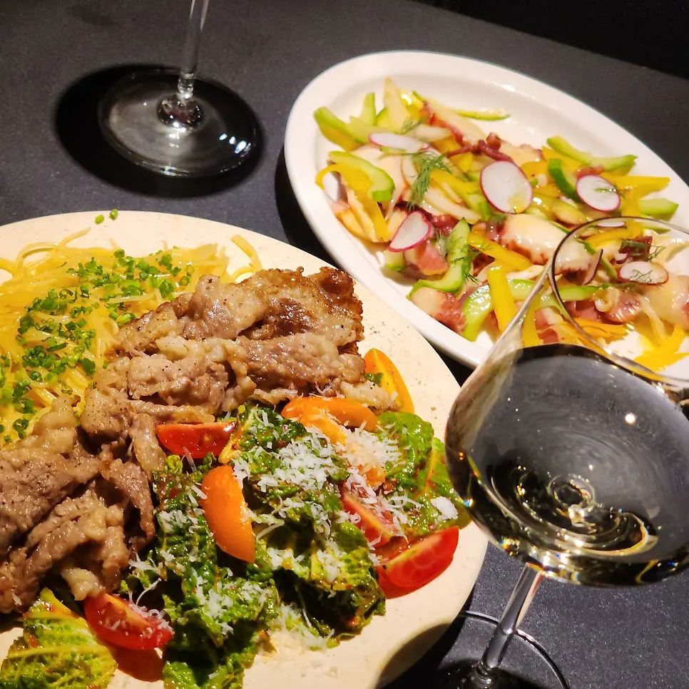 Dophan's perilla-oil cappellini with fresh kimchi salad