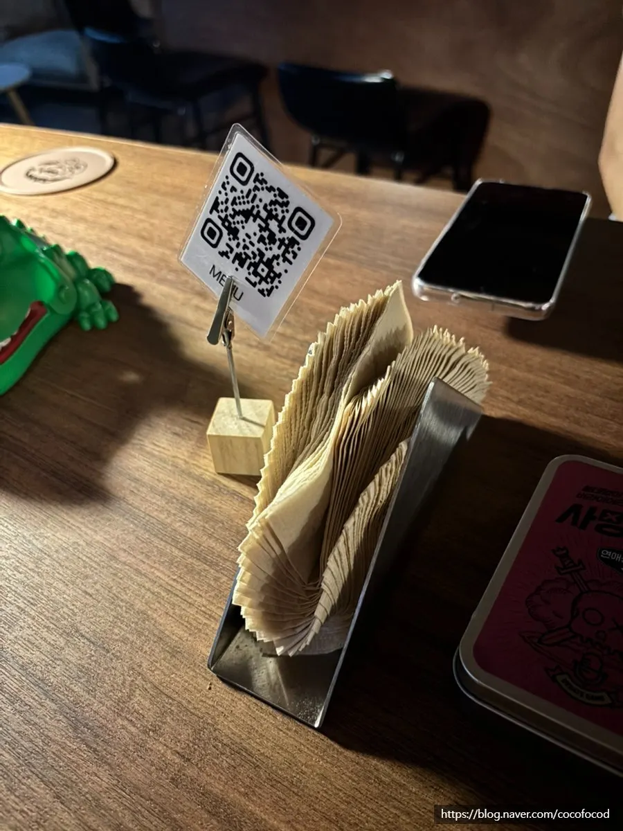 QR code for the menu placed at each table