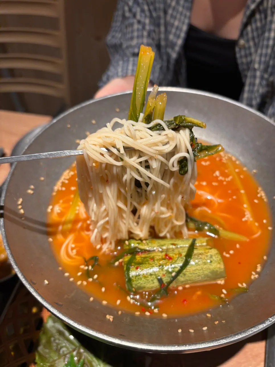 명란마요밥과 냉국수 식사 상차림